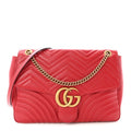 Calfskin Matelasse Large GG Marmont Shoulder Bag Hibiscus Red