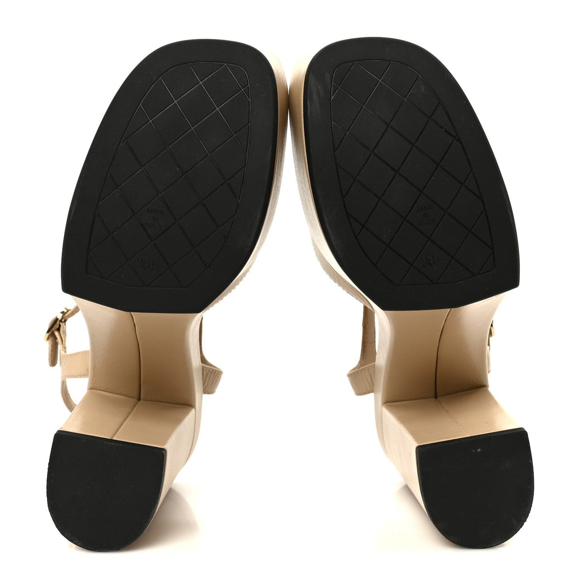 Calfskin CC Platform Sandals 36.5 Beige