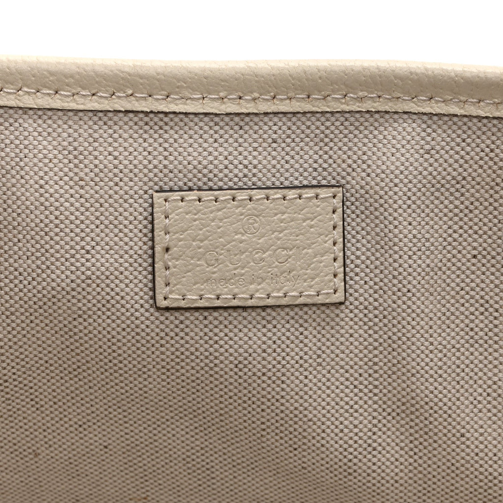 Textured Dollar Calfskin Medium Ophidia Shoulder Tote Bag  Mystic White