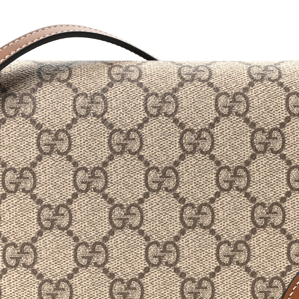 GG Emblem Monogram Wallet With Strap Beige Brown