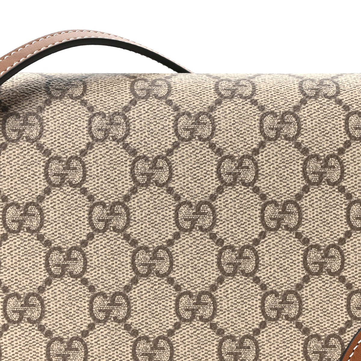 GG Emblem Monogram Wallet With Strap Beige Brown