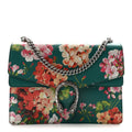 Calfskin Blooms Print Medium Dionysus Shoulder Bag Bright Emerald Multicolor