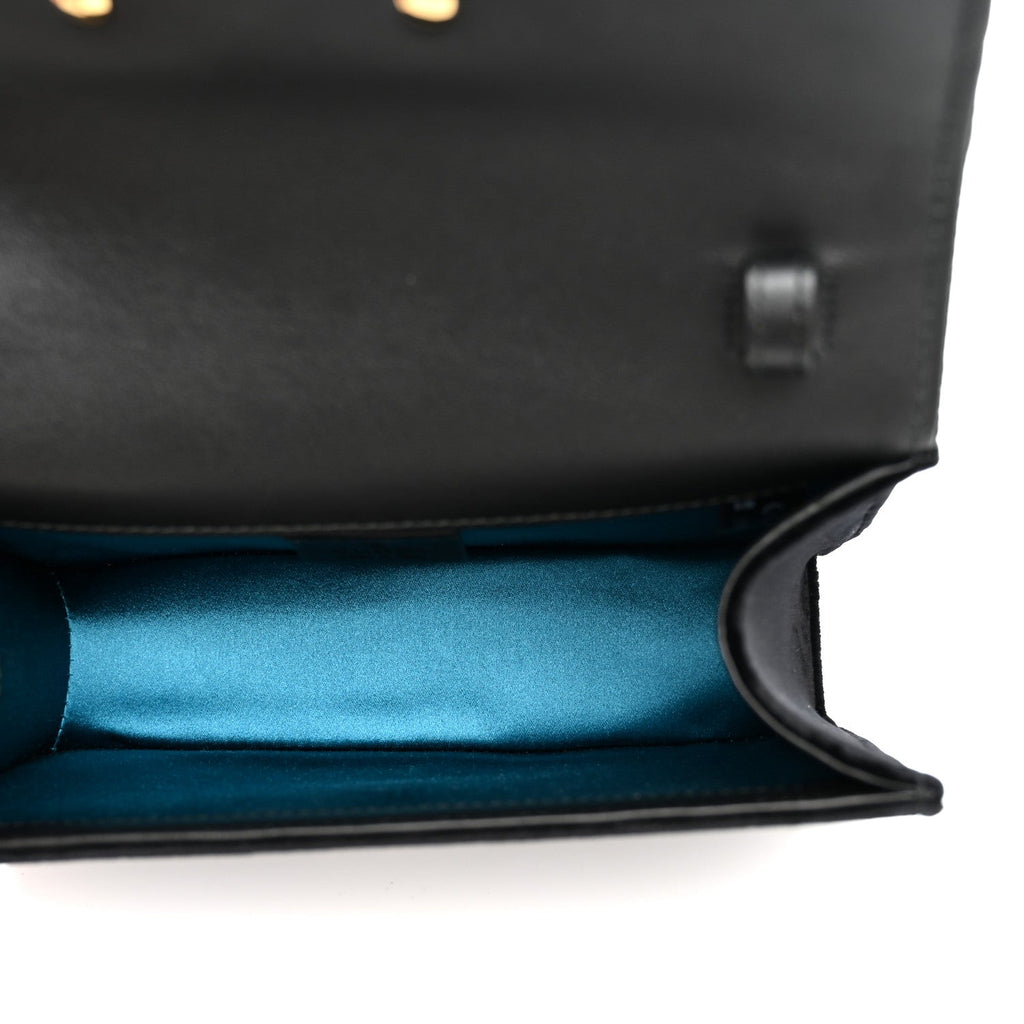 Velvet Crystal Square G Shoulder Bag Black