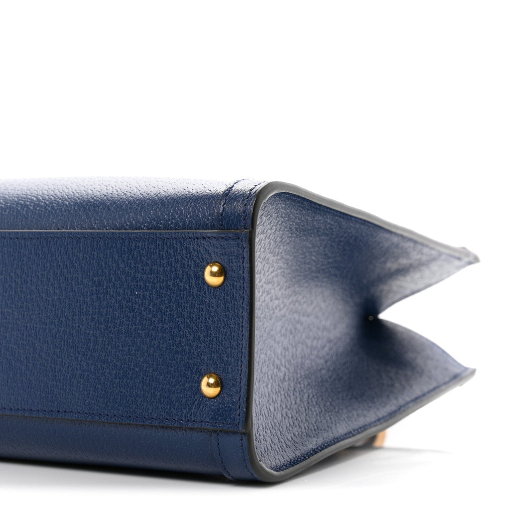Textured Dollar Calfskin Web Small Diana Tote Bag Royal Crop