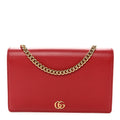 Dollar Calfskin Mini GG Marmont Chain Wallet Hibiscus Red