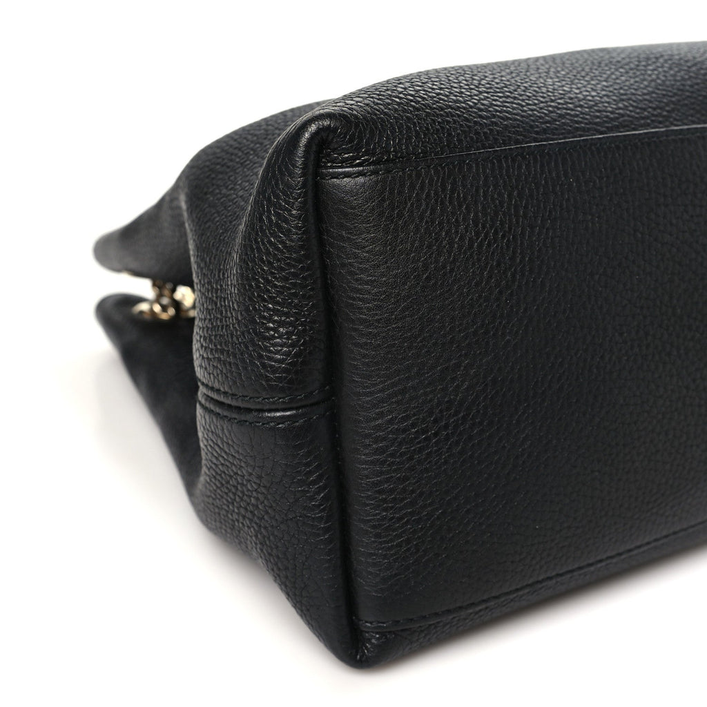 Pebbled Calfskin Medium Soho Chain Shoulder Bag Black