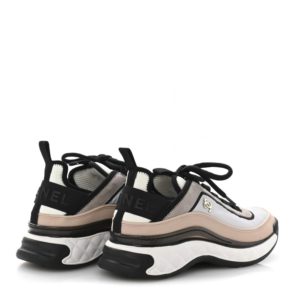 Suede Calfskin Mixed Fibers CC Sneakers 39 Pink Grey