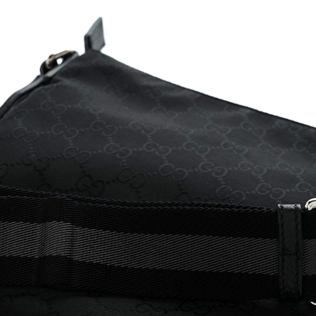 Nylon Monogram Mini Flat Messenger Bag Black