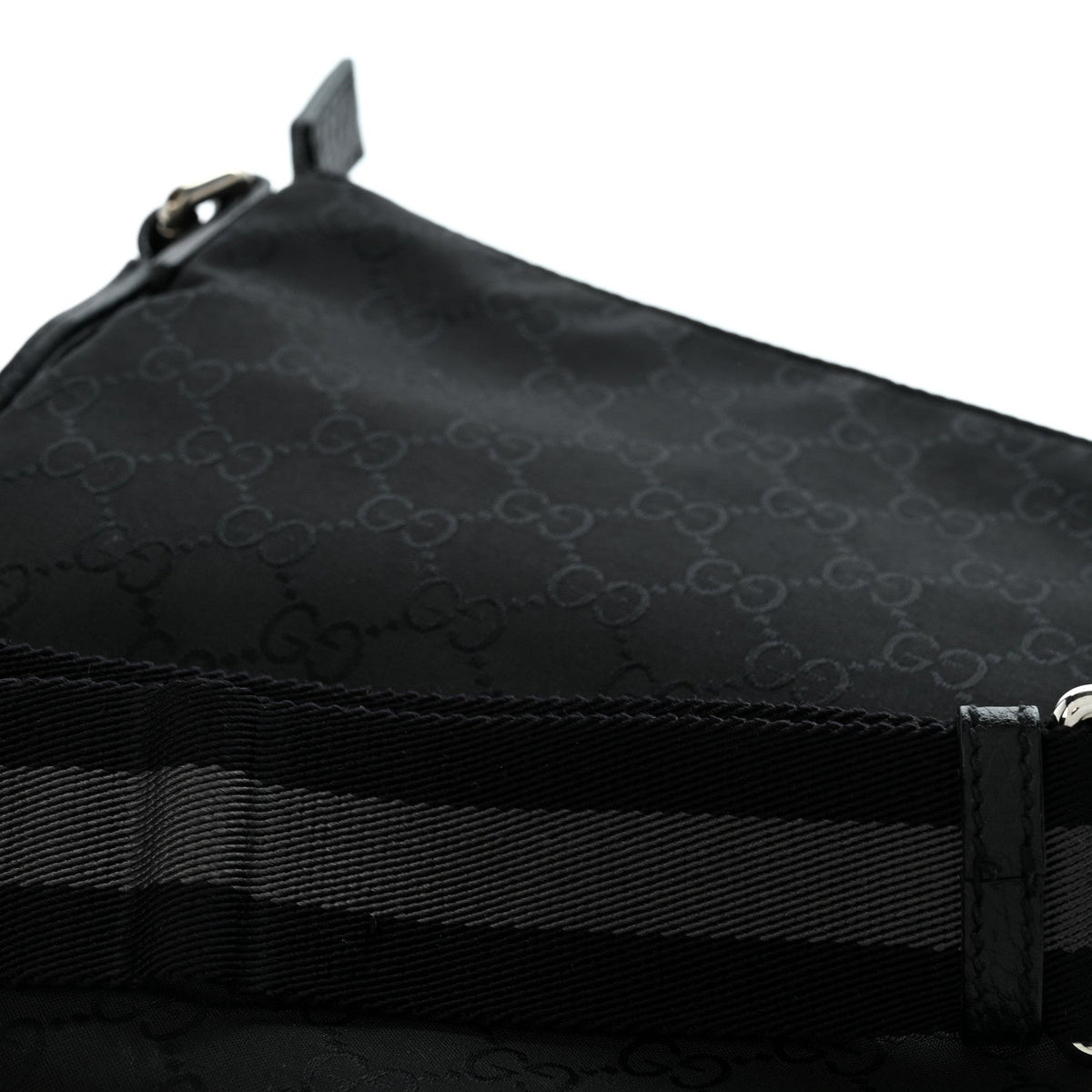 Nylon Monogram Mini Flat Messenger Bag Black