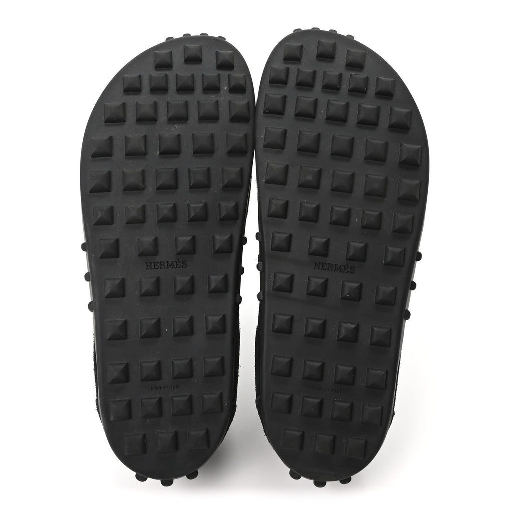 Suede Calfskin Womens Lazy Loafers 38.5 Black