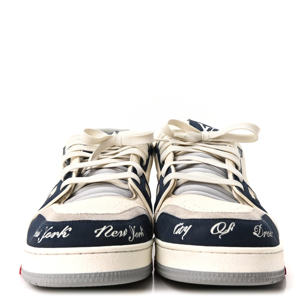 Calfskin Mens New York City of Dreams LV Trainer Maxi Sneakers 11 White Navy