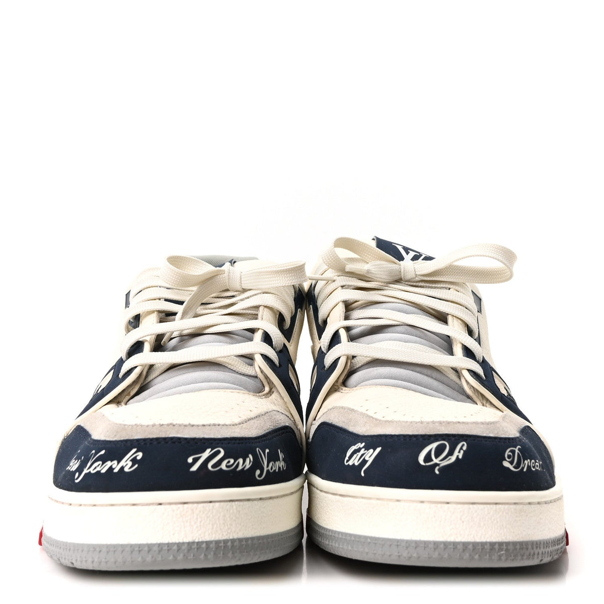 Calfskin Mens New York City of Dreams LV Trainer Maxi Sneakers 11 White Navy