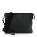 Piuma Calfskin Jumbo GG Embossed Medium Wristlet Messenger Bag Black