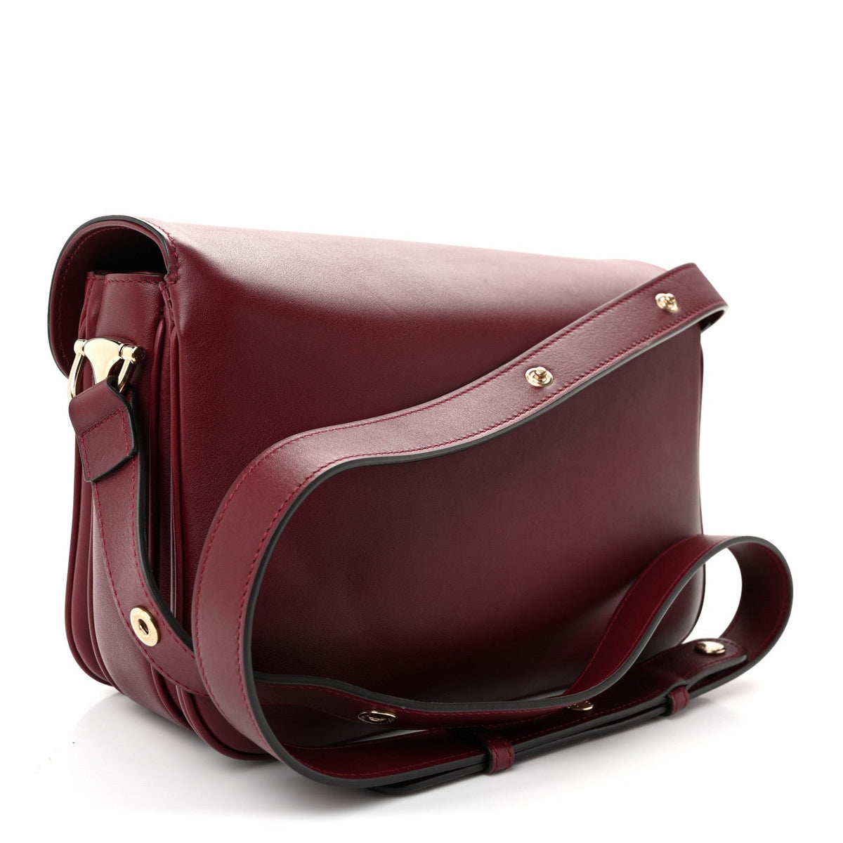 Arabella Calfskin Horsebit 1955 Soft Medium Shoulder Bag Rosso Ancora