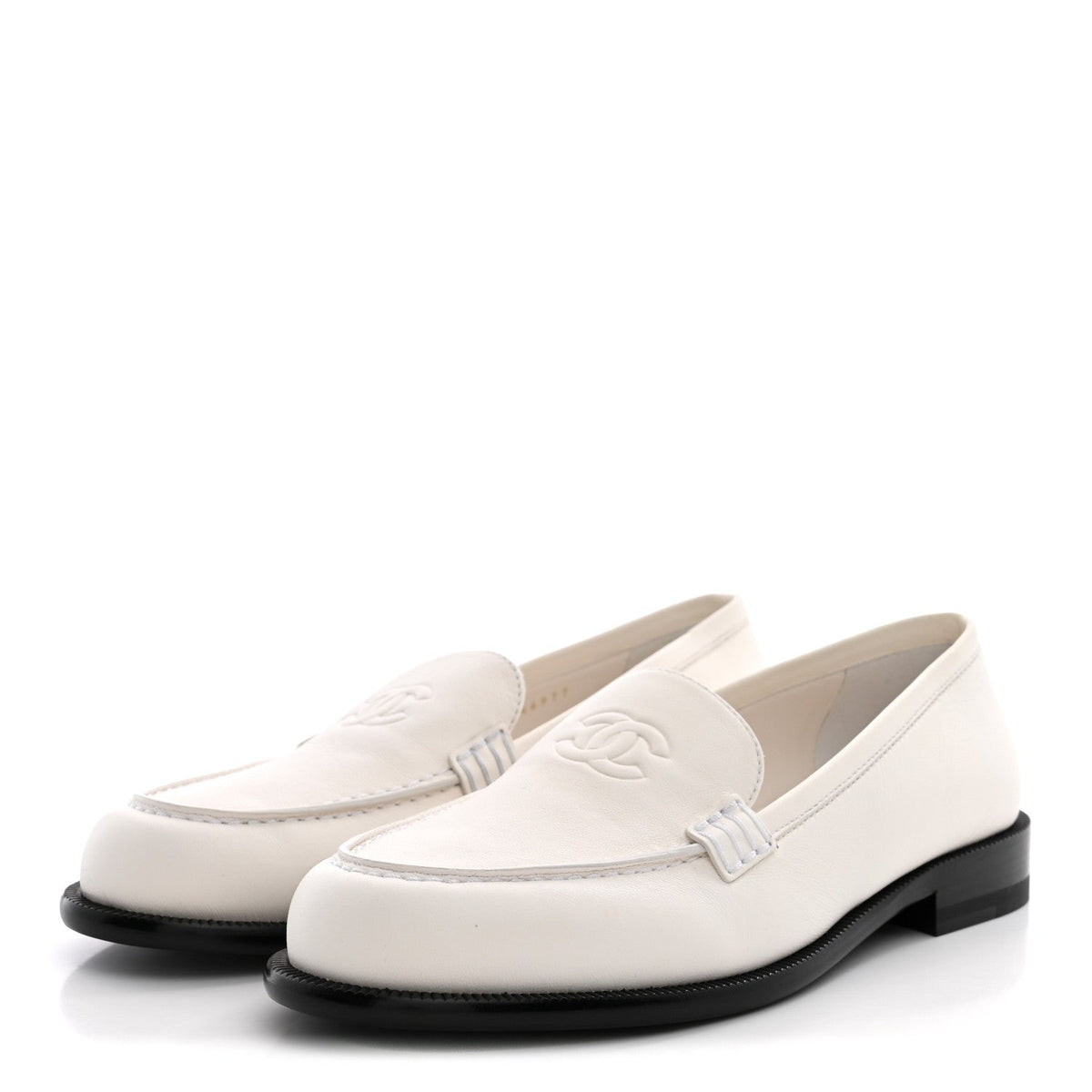 Lambskin CC Mocassin Loafers 38.5 White