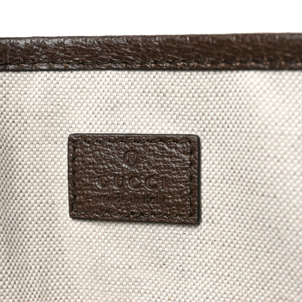 GG Supreme Monogram Textured Calfskin Medium Ophidia Shoulder Tote Bag Beige Ebony New Acero