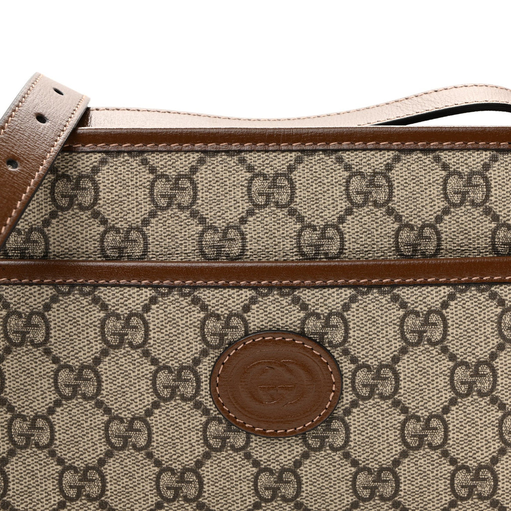 GG Supreme Monogram Azalea Calfskin Mini Retro Interlocking G Shoulder Bag Beige Ebony Brown Sugar