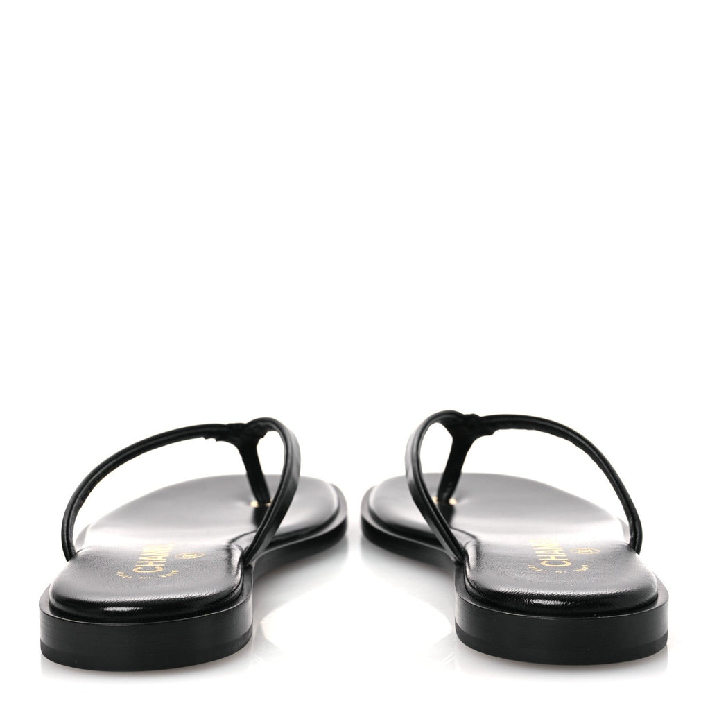 Goatskin CC Times Square Thong Sandals 38 Black