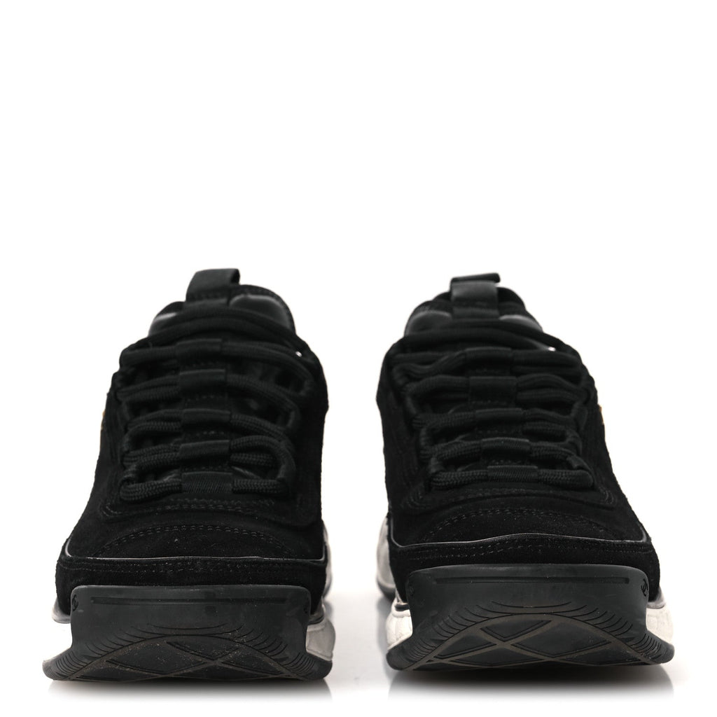 Suede Calfskin Nylon Grosgrain CC Sneakers 36 Black