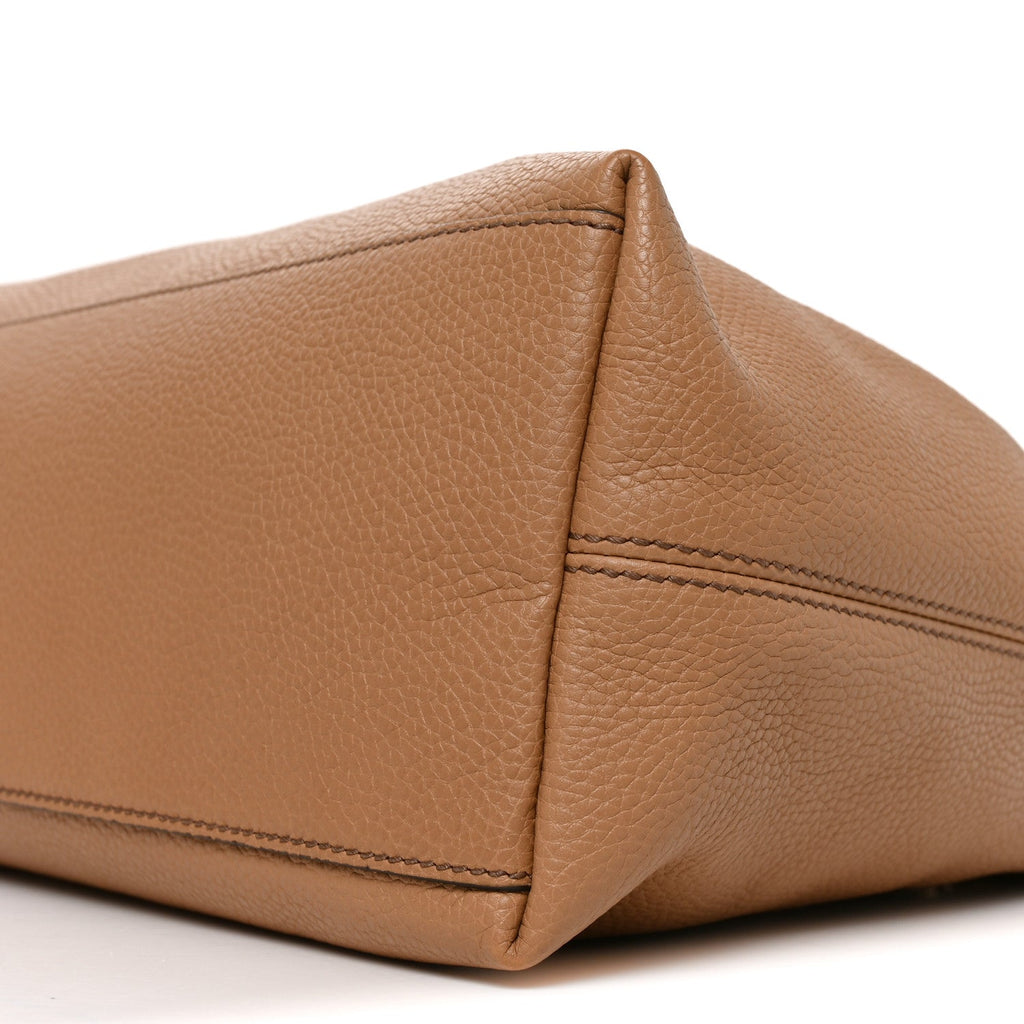 Pebbled Calfskin Medium Soho Chain Shoulder Bag Camelia