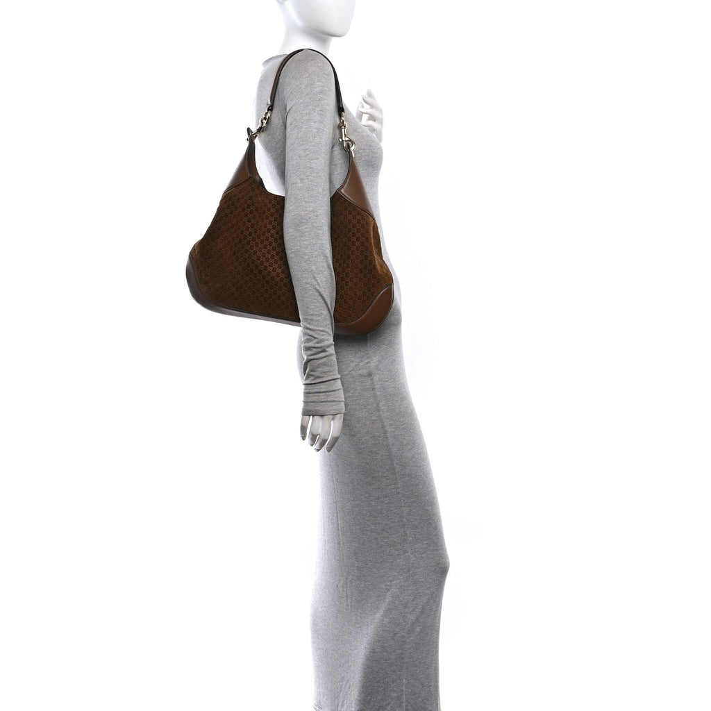 GG Suede B Medium Shoulder Bag Brown