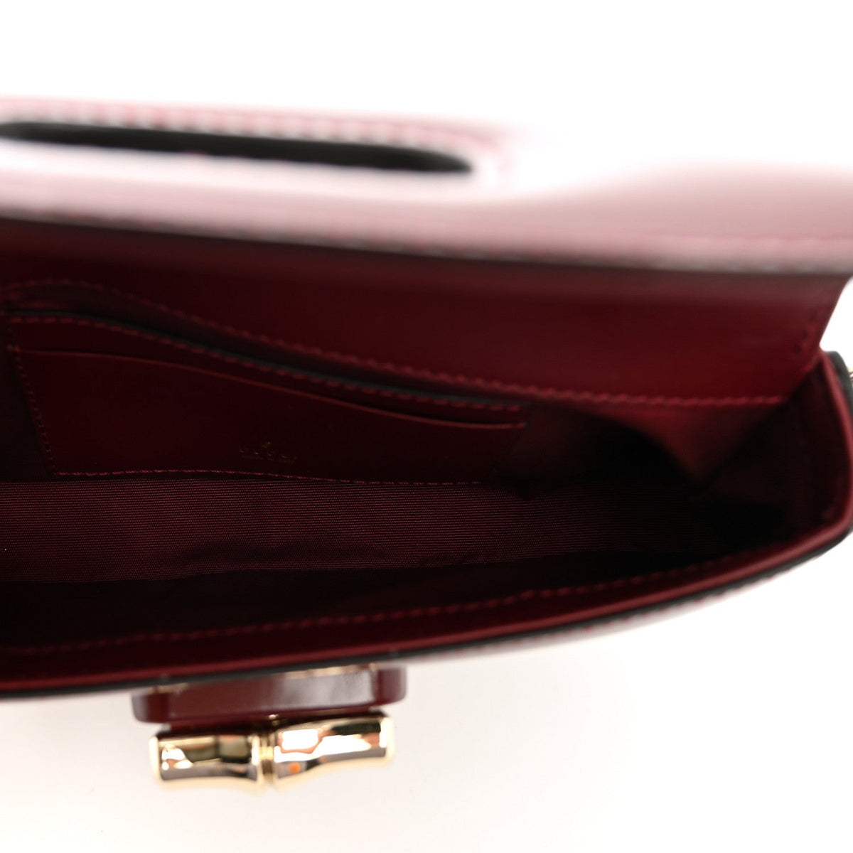 Shiny Calfskin Small Bamboo Night Bag Rosso Ancora