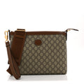 GG Supreme Monogram Azalea Calfskin Retro Interlocking G Wristlet Messenger Bag Beige Ebony Brown Sugar