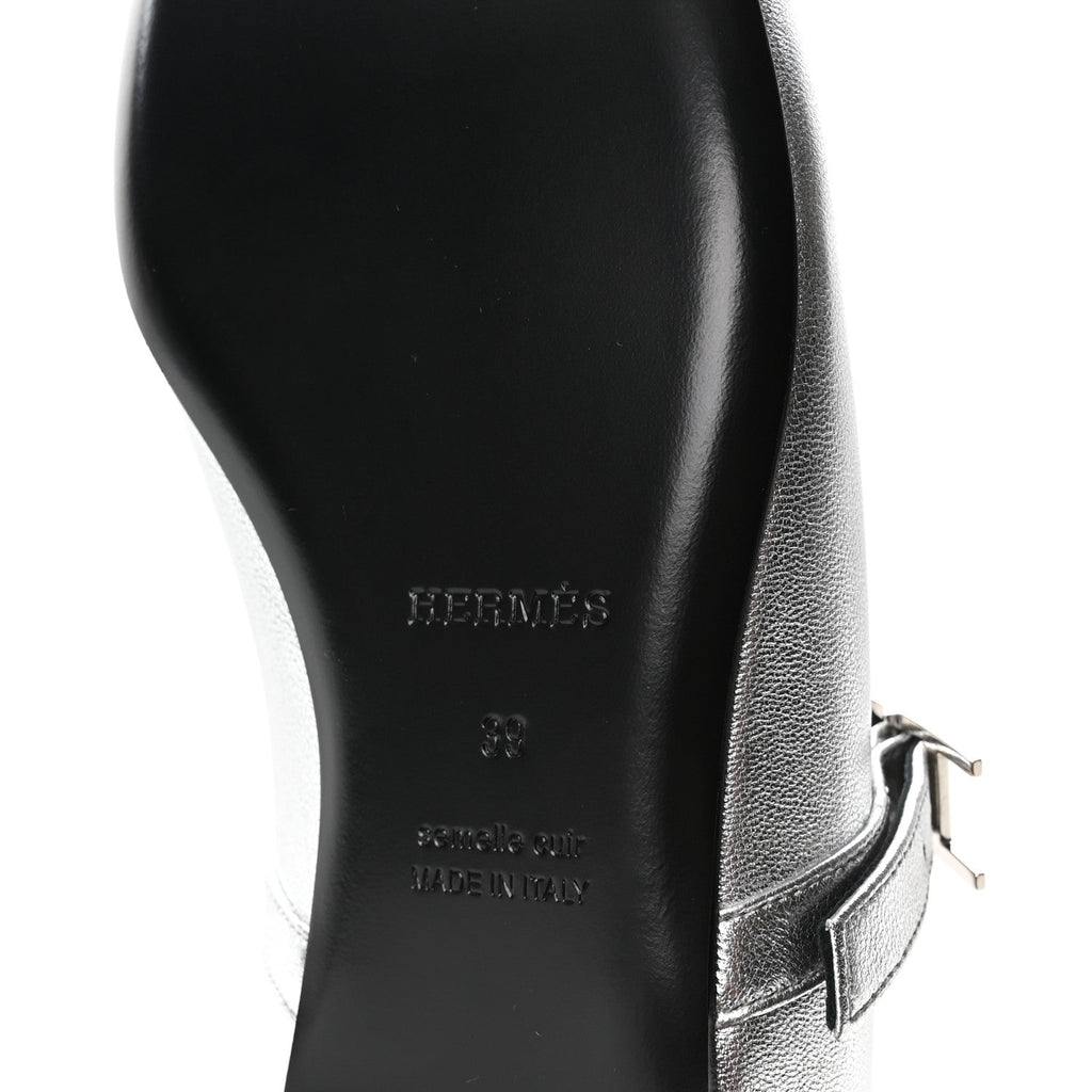 Metallic Goatskin Jane Ballet Flats 39 Gris Argente