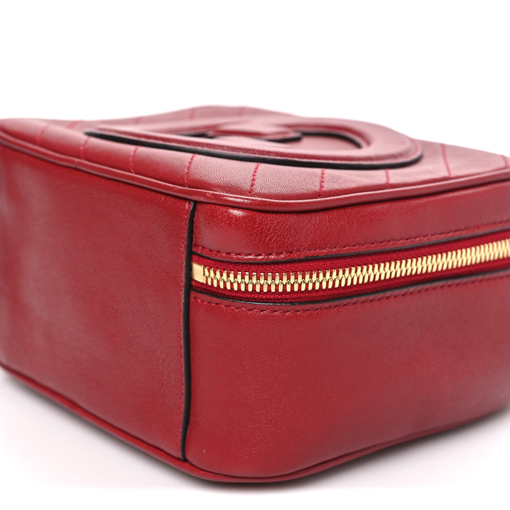 Sakai Be Green Calfskin Diagonal Stitched Blondie Top Handle Bag Rosso