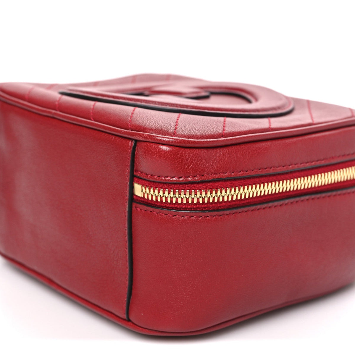 Sakai Be Green Calfskin Diagonal Stitched Blondie Top Handle Bag Rosso