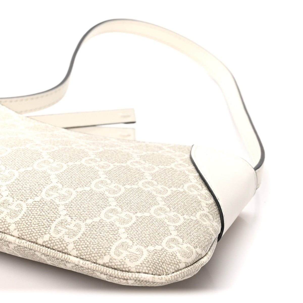 GG Monogram Calfskin Small Emblem Shoulder Bag Beige Mystic White