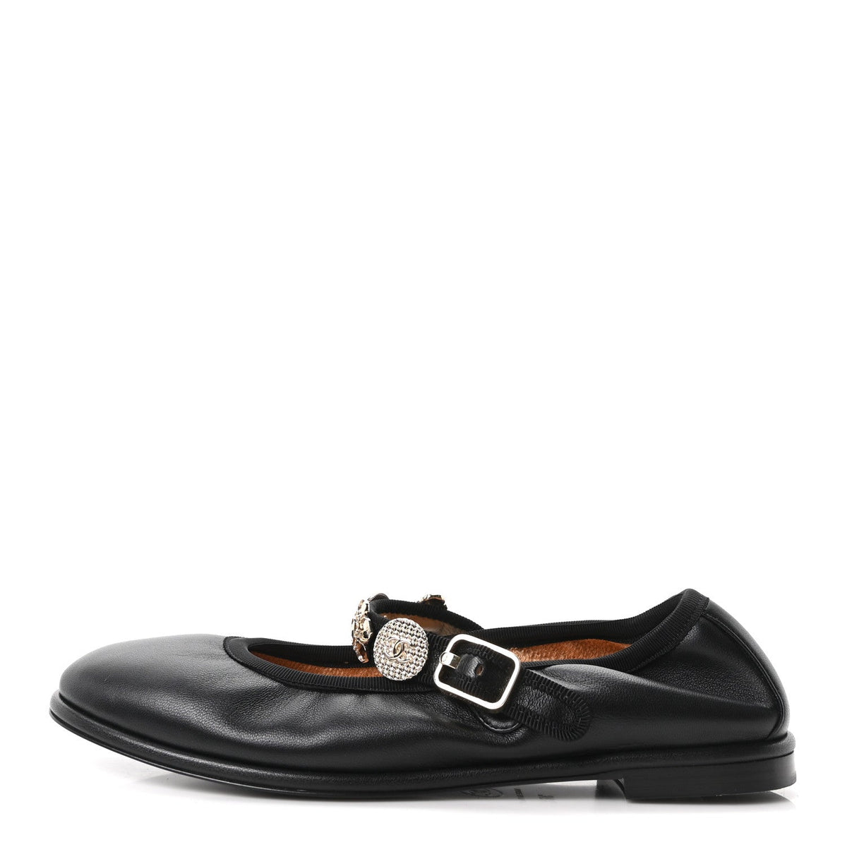 Lambskin Charm Mary Jane Flats 36.5 Black