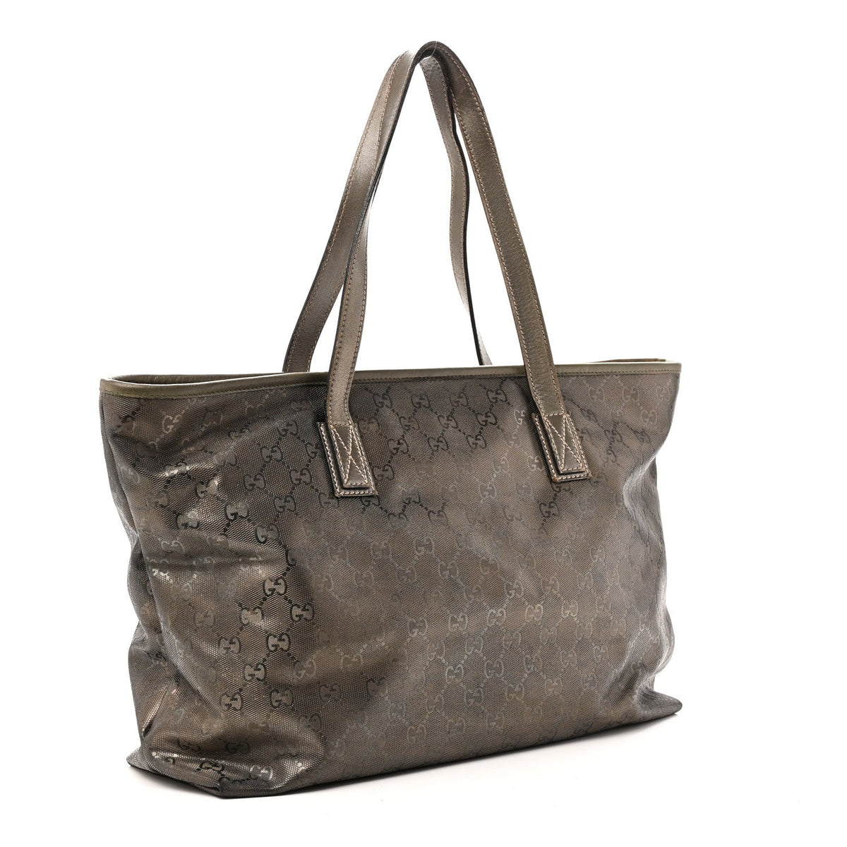 Imprime Monogram Medium Zippered Shopping Tote Pewter