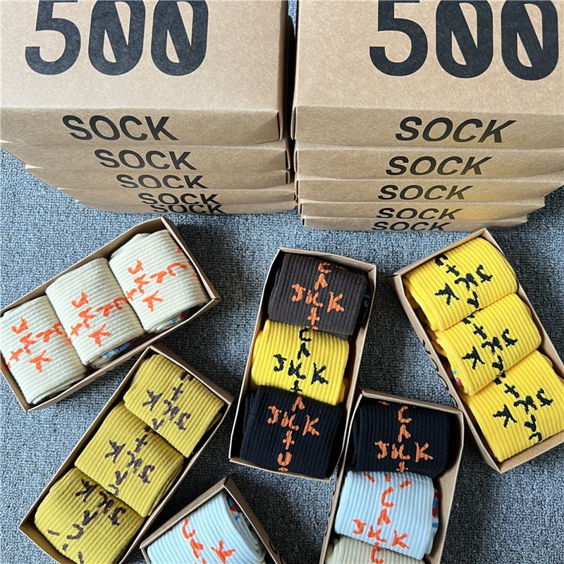 Men socks graffiti letter cotton socks