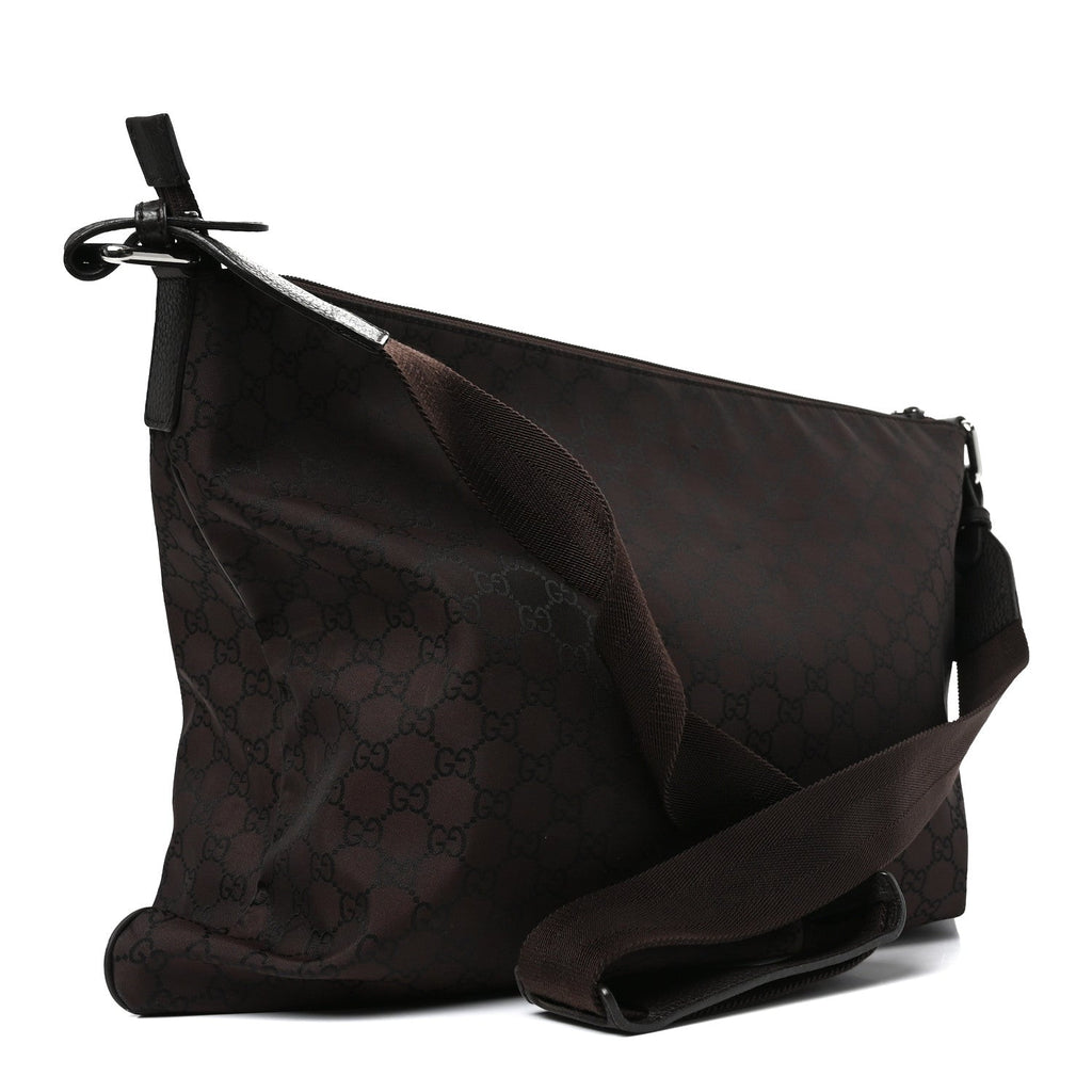 Nylon Monogram Messenger Bag  Dark Brown