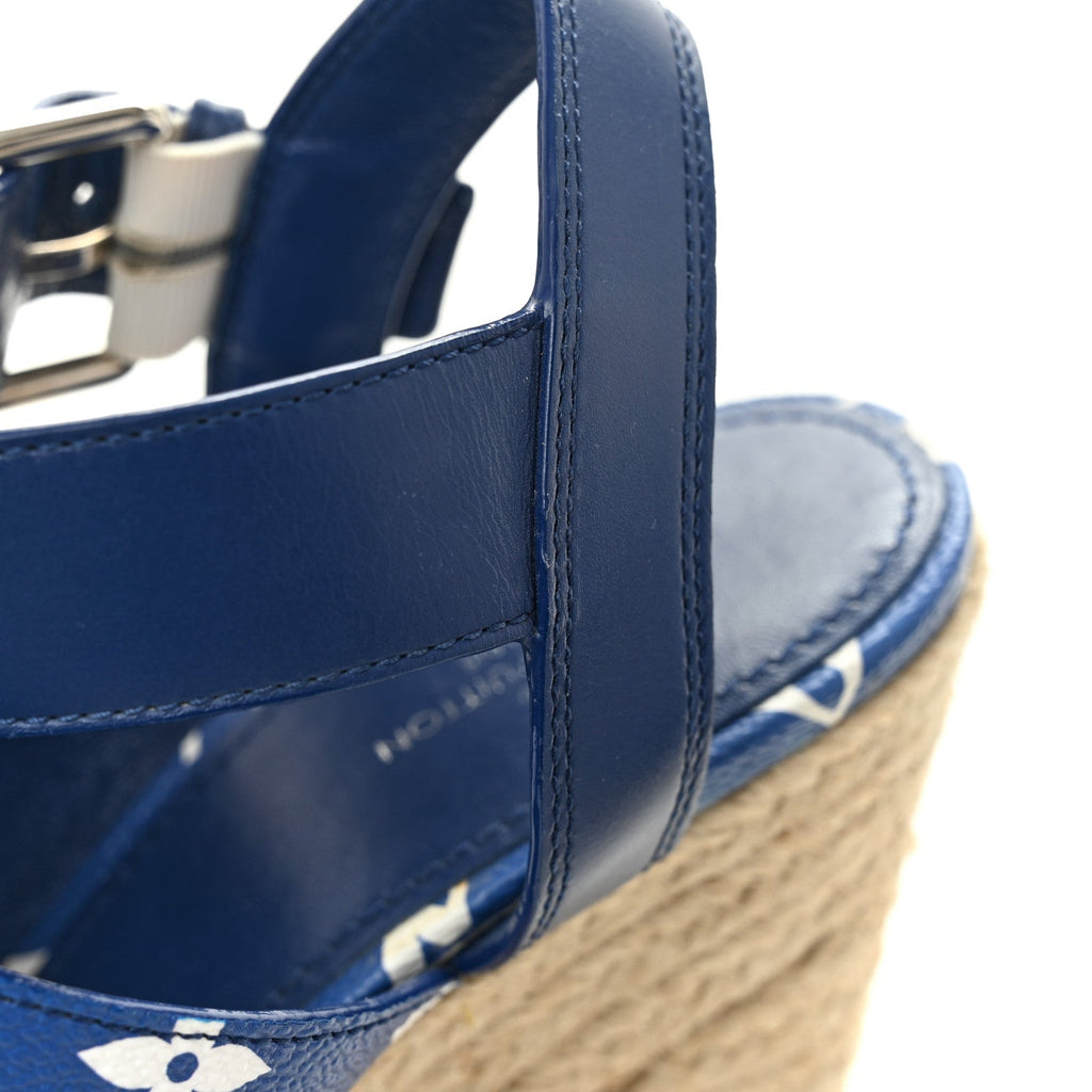 Monogram Escale Starboard Wedge Sandal 40 Blue