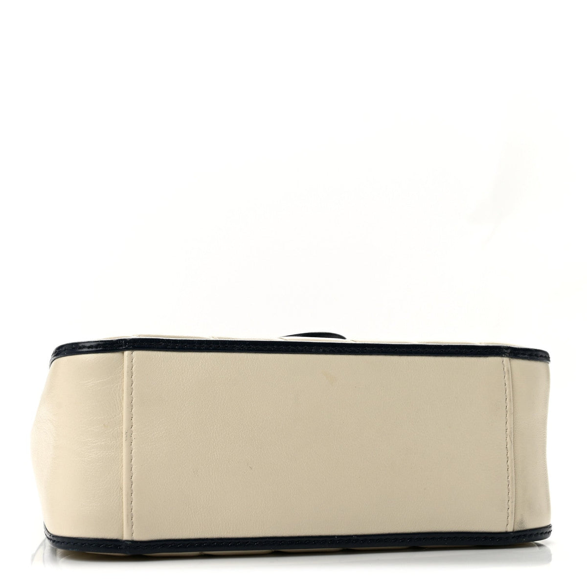 Vintage Effect Calfskin Matelasse Diagonal Mini Torchon GG Marmont Top Handle Shoulder Bag Mystic White Blue Agata