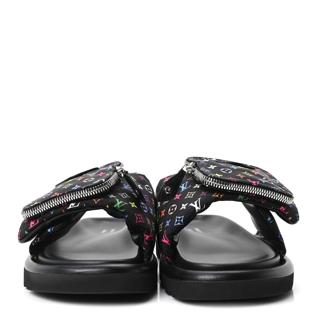 LV X TM Monogram Multicolor Pool Pillow Flat Comfort Mule 35 Black