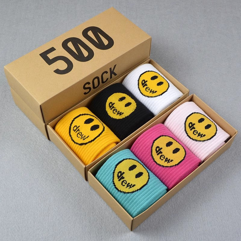 Men socks smiley face medium tube