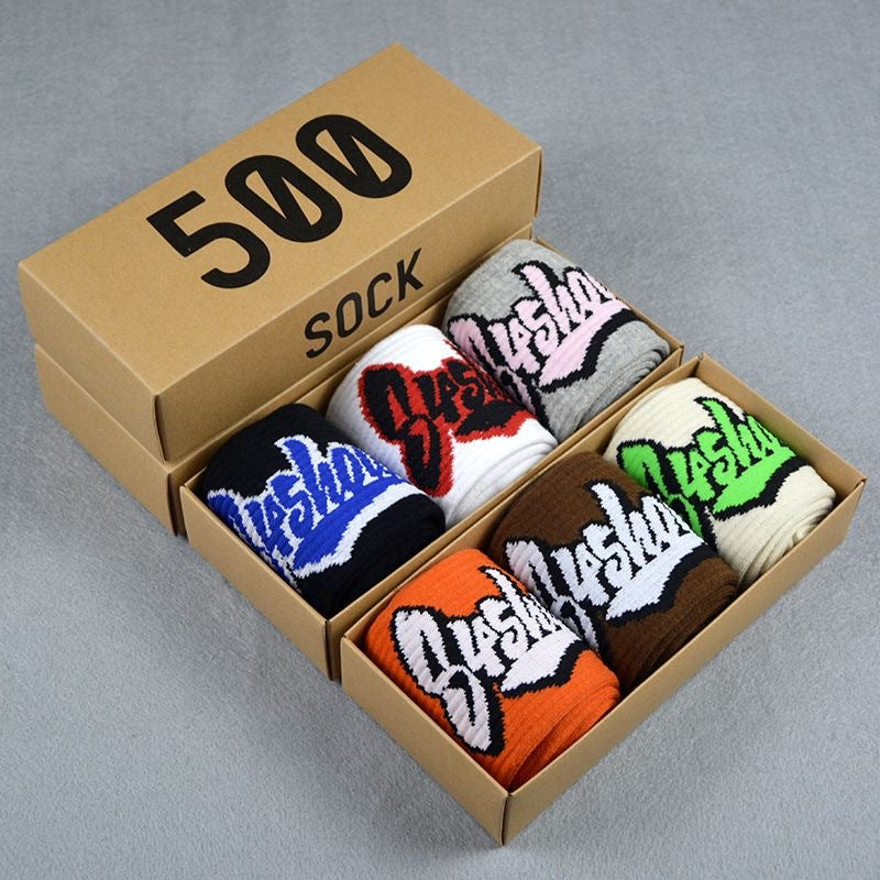 Mens Socks Colored Letter Long Tube