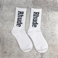 Rhude Socks Men's and Women's Casual Black and White Simplicity