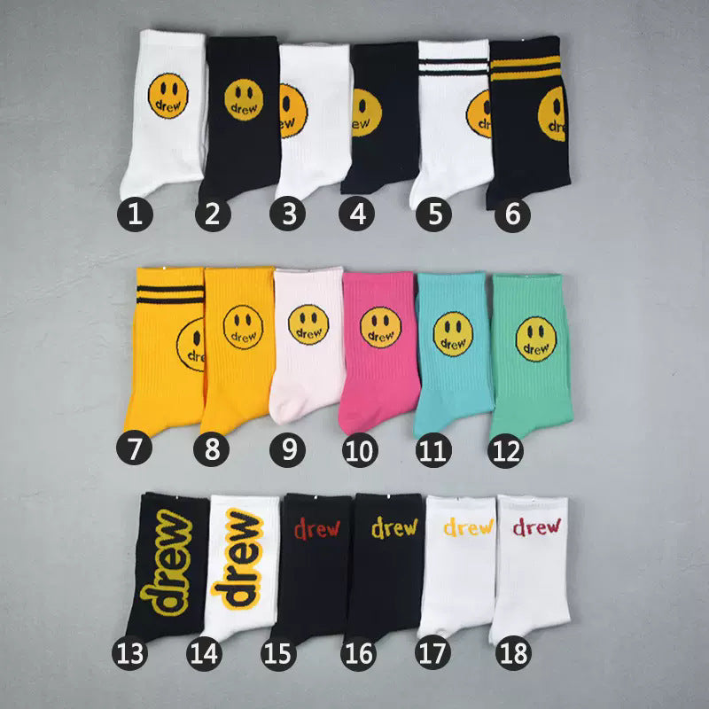 Men socks smiley face medium tube