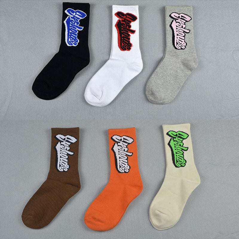 Mens Socks Colored Letter Long Tube