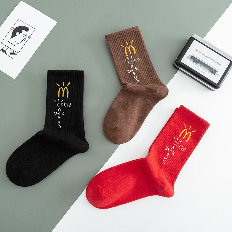 Men's socks - european and american streetwear brand boxed aj athletic socks - m crew socks - graffiti barbed wire trendy socks - travis scott collaboration