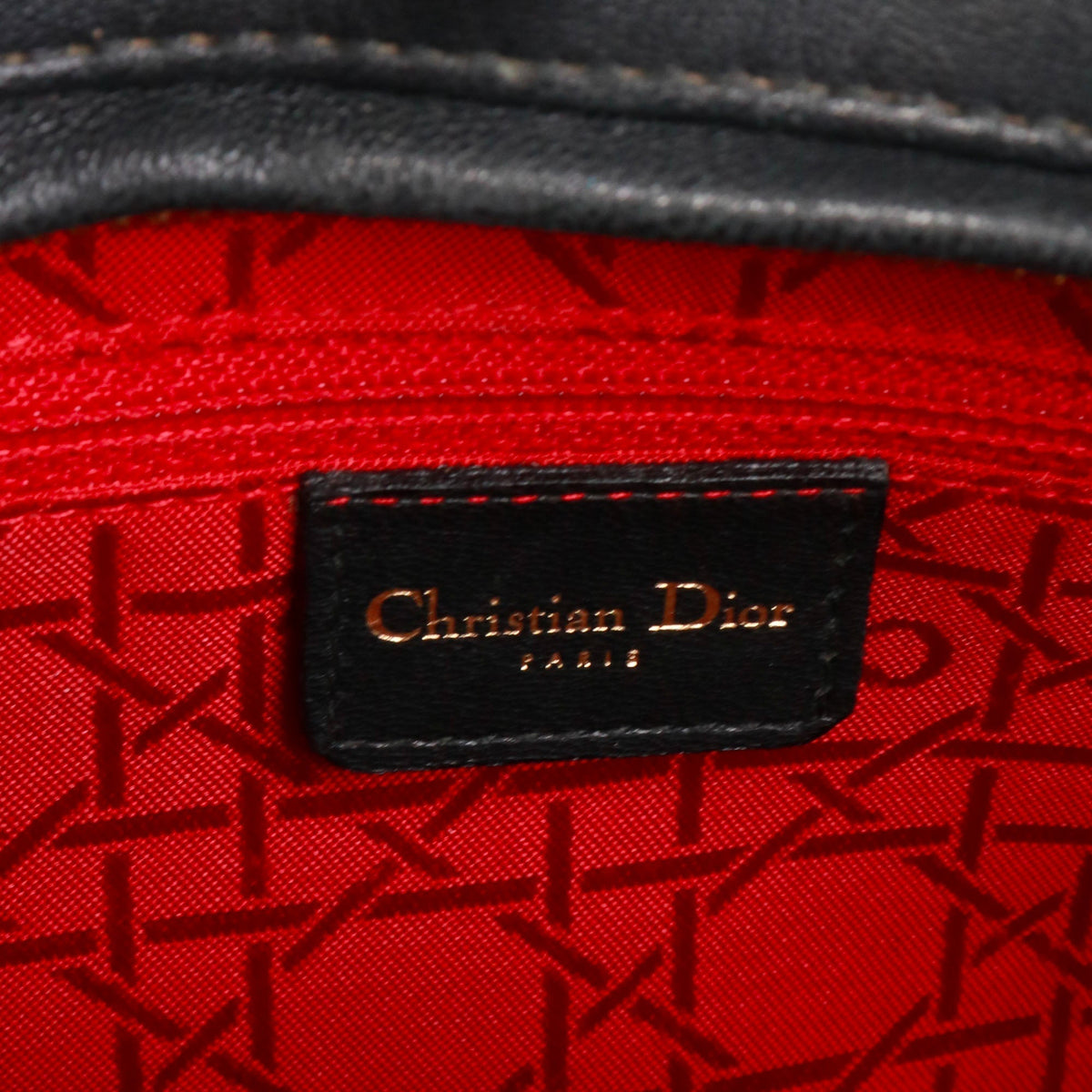 DIOR - Lady Dior large handbag in vintage black quilted leather