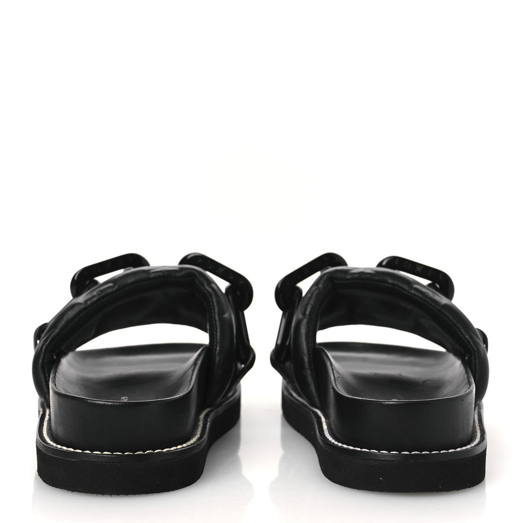 Calfskin Embossed Monogram Sunset Flat Comfort Mule 38.5 Black