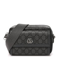 GG Supreme Monogram Textured Dollar Calfskin Mini Ophidia Bag Graphite Grey