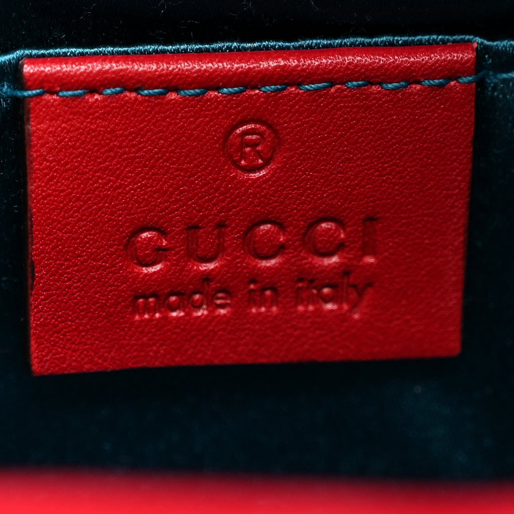 Velvet Matelasse Mini GG Marmont Shoulder Bag Hibiscus Red