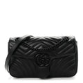 Calfskin Matelasse Monochrome Small GG Marmont Shoulder Bag Black