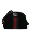 Suede Patent Web GG Small Ophidia Dome Shoulder Bag Black